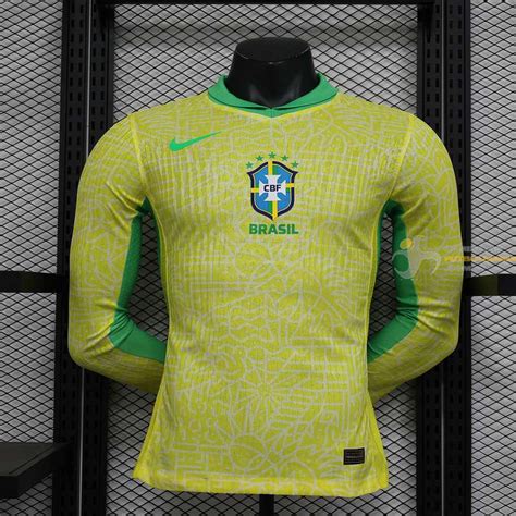 Camiseta Brasil Primera Equipación Versión Jugador Manga Larga Copa