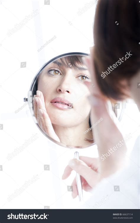 Woman Looking Herself Mirror Stock Photo 66637114 Shutterstock