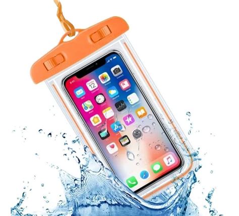 Funda Sumergible Protectora Agua Waterproof Bolsa De Celular Naranja