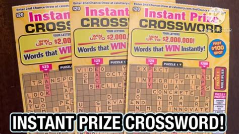 Instant Prize Crossword Ca Scratchers Youtube