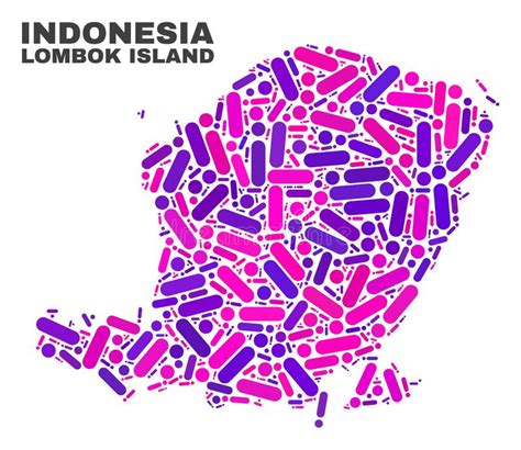 Mappa Dell Isola Di Lombok Del Mosaico Delle Foglie Colorate Multi