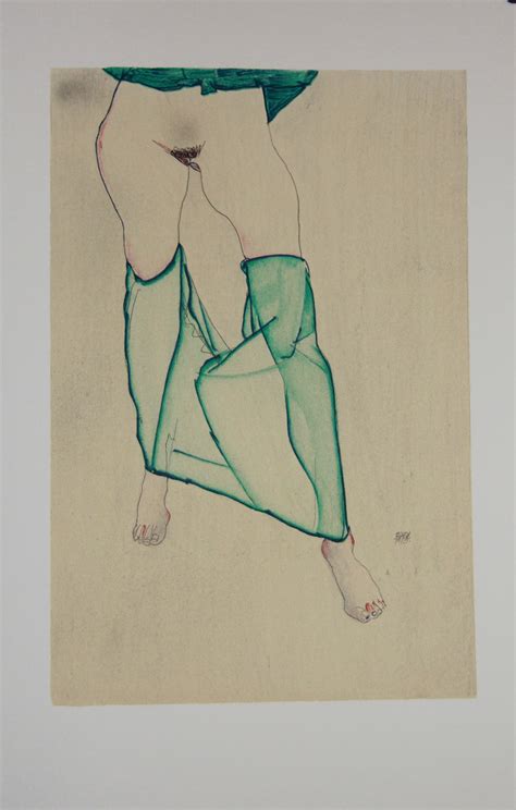 Egon Schiele Estampe Lithographie Standing Female Nude Galerie