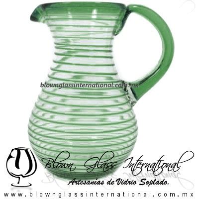 Jarra Pera Borde Espiral Y Asa De Color Blown Glass International