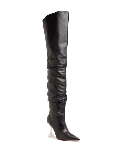 Amina Muaddi Olivia Mm Thigh High Boots Zwart Schoenen Nl