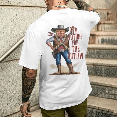 Im Voting For The Outlaw Trump 2024 Wanted For President Mens T Shirt