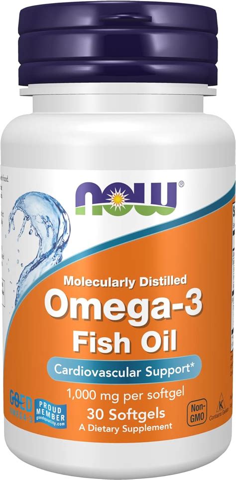 Now Foods Omega 3 Fish Oil 30 Softgels Molecularly Distilled Softgels