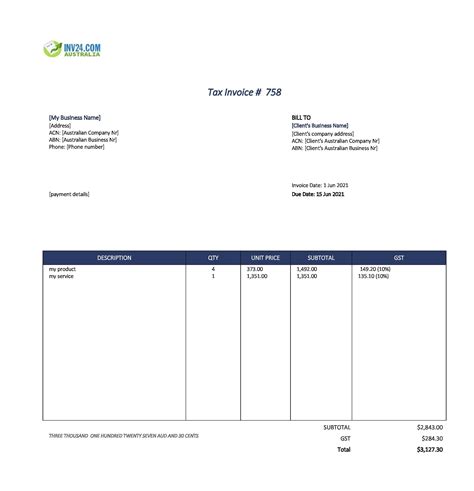 Abn Invoice Template Png Invoice Template Ideas