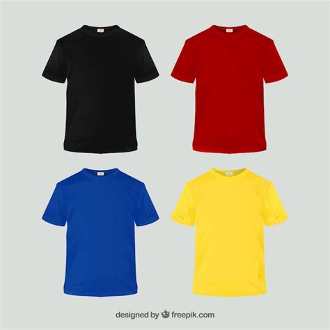 Colección de camisetas de diferentes colores en 2d Vector Premium