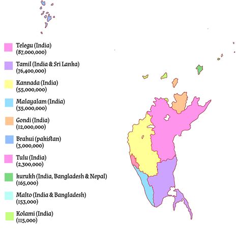 Map Of The Major Dravidian Languages R MapPorn