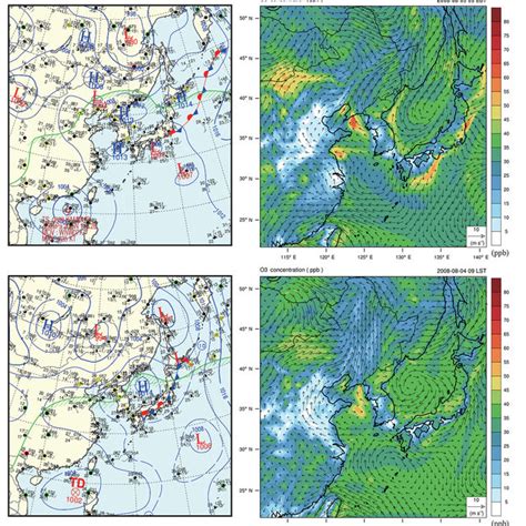 Synoptic Weather Charts Left And Simulated Results Right On 4 Download Scientific Diagram