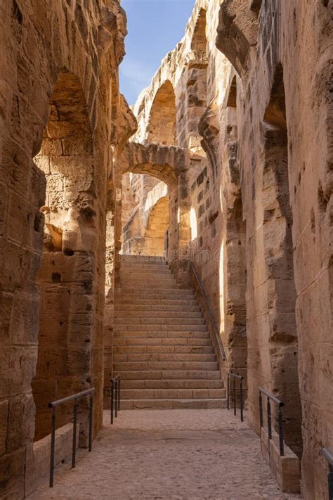 Interir Of The Amphitheater Of The Roman Ruins At El Jem Stock Image