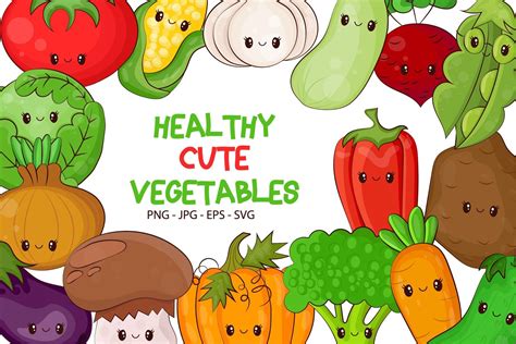 Collection Of Cute Kawaii Vegetables Graphic By Artvarstudio