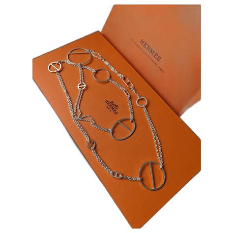 Hermès Ever Chaine D Ancre Enchainee Long Necklace Silver 925 BOX