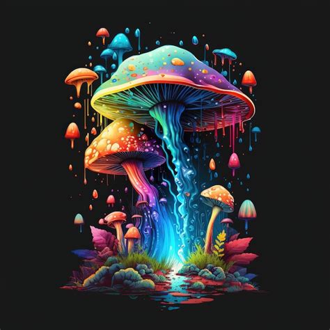 Premium Photo A Colorful Mushroom With A Rainbow Pattern On It