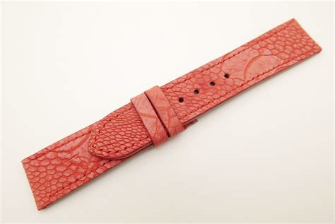 22mm20mm Red Genuine Ostrich Skin Leather Watch Strap Wt6349 Ziczac