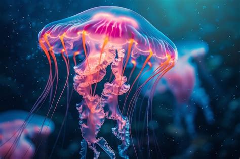 Premium Photo Illuminated Jellyfish In Deep Sea With Enchanting Glow