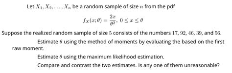 Solved Let X 1 X 2 Ldots X N Be A Random Chegg