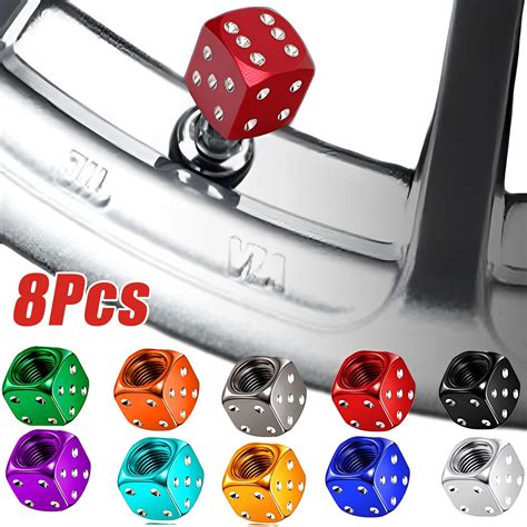 Aluminum Dice Tire Valve Caps Dustproof Car Truck Motocycle Bike Dice