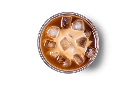 Premium Ai Image A Glass Of Iced Coffee With Ice Cubes On A White