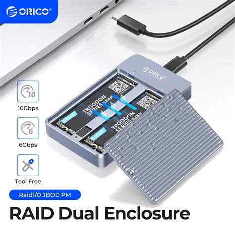 Orico Lsdt Raid Dual Bay M Ssd Casing Pelindung Mendukung M Ngff