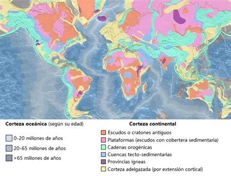 Mapa del mundo o planisferio con las regiones geológicas World Map