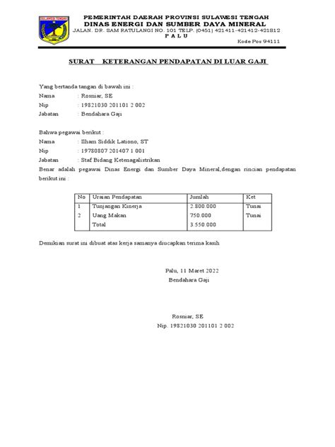 Surat Keterangan Gaji Pdf