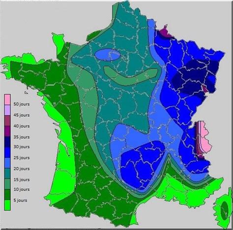 Climate Map of France - Weather -Temperature, sun, sunlight, rain ...