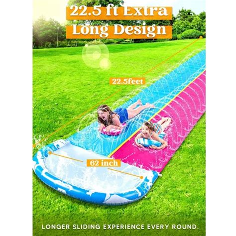 Best 22 5ft Waves Double Lawn Water Slide Pink