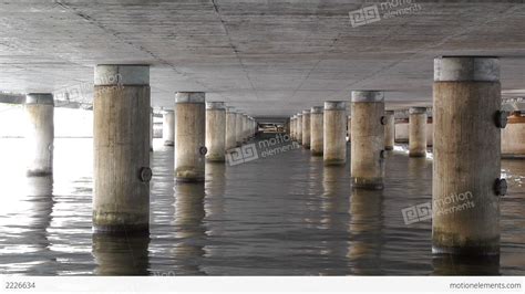 Concrete Bridge Pillars In Water Stock Video Footage