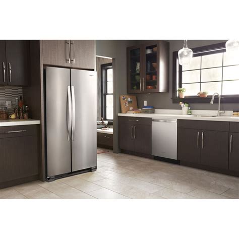 Whirlpool 36 In 25 1 Cu Ft Side By Side Refrigerator Monochromatic Stainless Steel P C