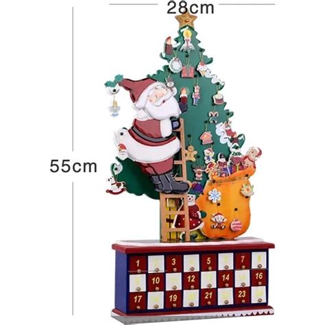 Calendario Dell Avvento Babbo Natale In Legno Cassetti Decorazioni