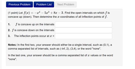 Solved 1 Point Let F X −x4−5x3 8x−3 Find The Open