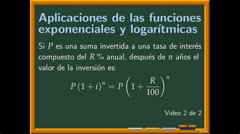 Aplicaciones función exponencial y logarítmica 2 2 YouTube