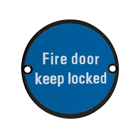 76mm Powder Coated Matt Black Fire Door Keep Locked Sign Zss10 Pcb