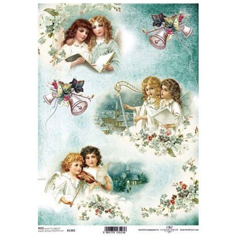 PAPIER RYŻOWY do decoupage A4 R1303 anioły 13119884564 Allegro pl