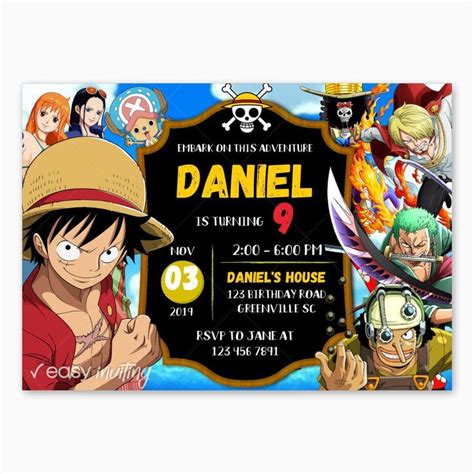 One Piece Birthday Invitation We Edit It For You 24hrs Turnaround