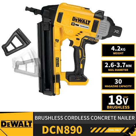 Dewalt Dcn890 Brushless Cordless Concrete Nailer 18v Lithium Power