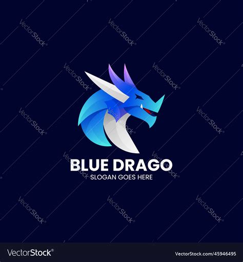 Logo blue dragon gradient colorful style Vector Image