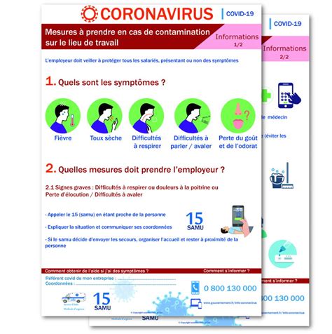 Affichage Coronavirus Mesures à Prendre Par Lemployeur En Cas De