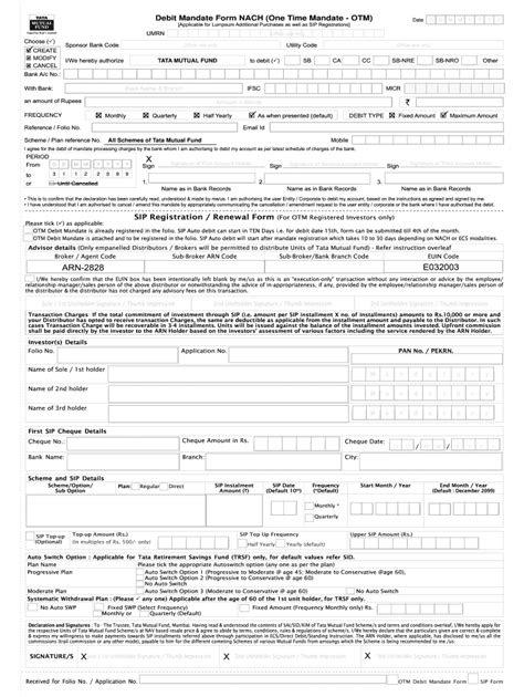 Fillable Online One Time Mandate Form For NACH ECS Auto Debit L T