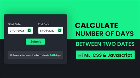 Days Between Two Dates Calculator Javascript Project Coding Artist