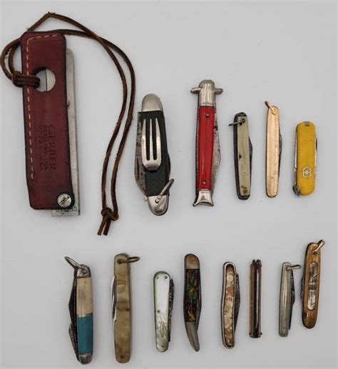 Collection Of 14 Vintage Pocket Knives Auction