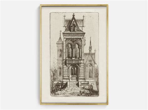 Haunted Mansion Gothic Art Sketch Printable, Antique Spooky House ...