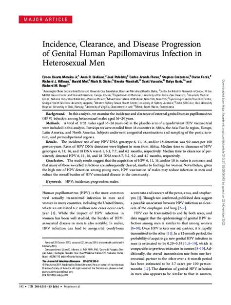 Pdf Incidence Clearance And Disease Progression Of Genital Human Papillomavirus Infection In