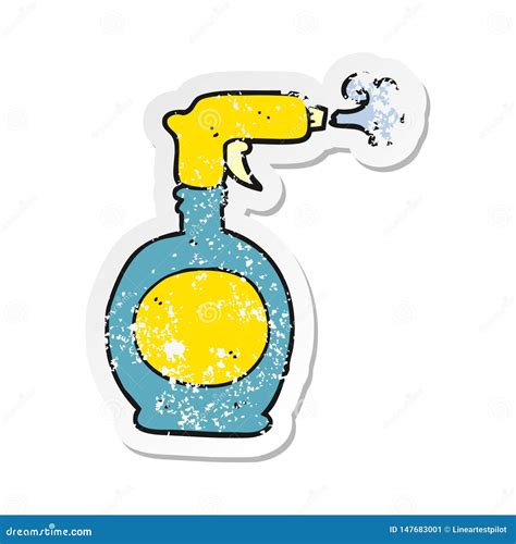 Retro Distressed Sticker Of A Cartoon Spray Bottle Stock Vector