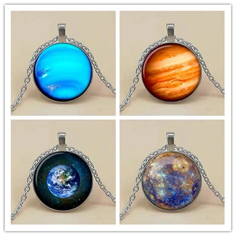 Retro Planets Earth Venus Mars Jupiter Neptune Mercury Glass Cabochon