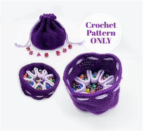 8 Pocket Dice Bag Crochet Pattern Dnd Dice Pouch With Multi Pocket Dice Storage Ttrpg