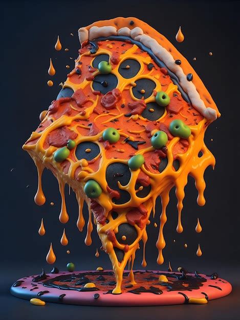 Premium Ai Image 3d Rendering Cute Pizza Abstract Shape