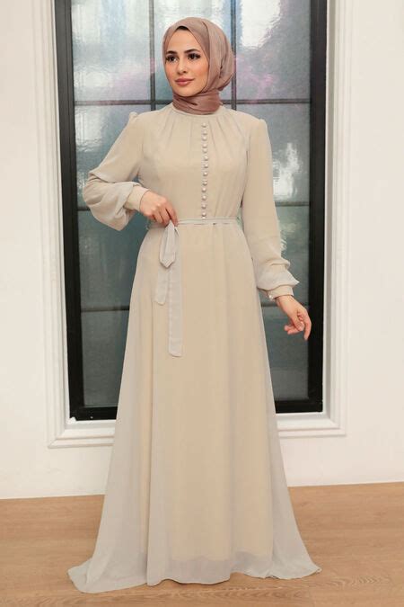 Beige Hijab Dress 2703bej Neva