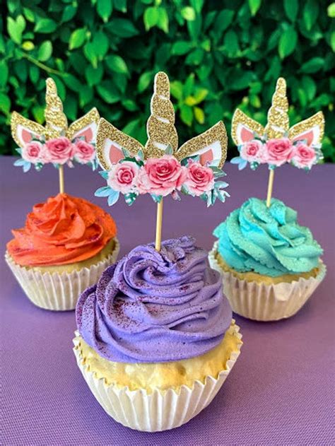 Unicorn Cupcake Toppers Unicorn Party Supplies Unicorn Cake Etsy